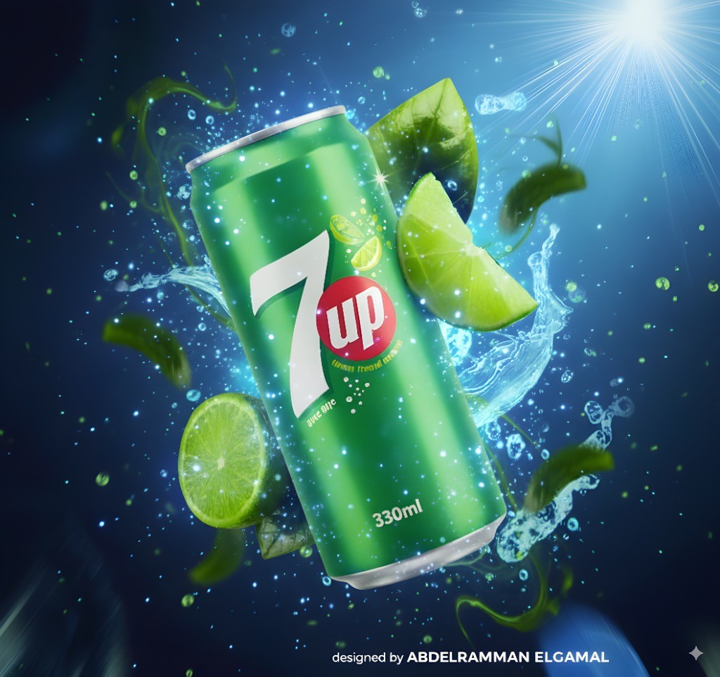 تصميم سوشيال ميديا احترافي لمشروب 7UP