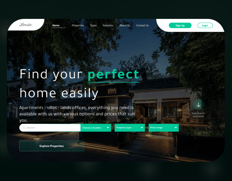 Landing Page UI/UX Design for Livesta Real Estate