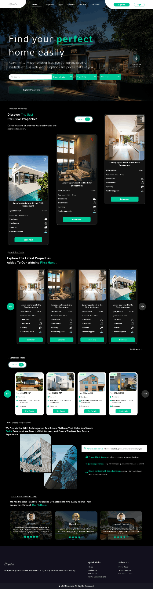 Landing Page UI/UX Design for Livesta Real Estate