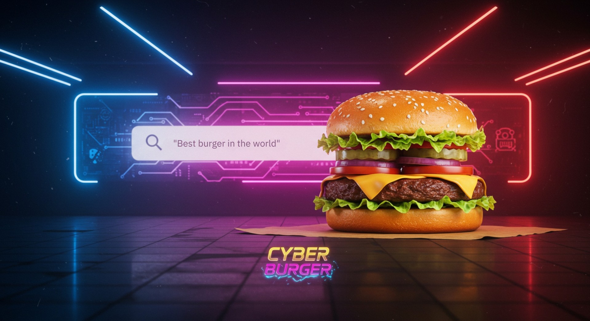 CYBER BURGER – The Future of Taste تصميمات سوشيال ميديا