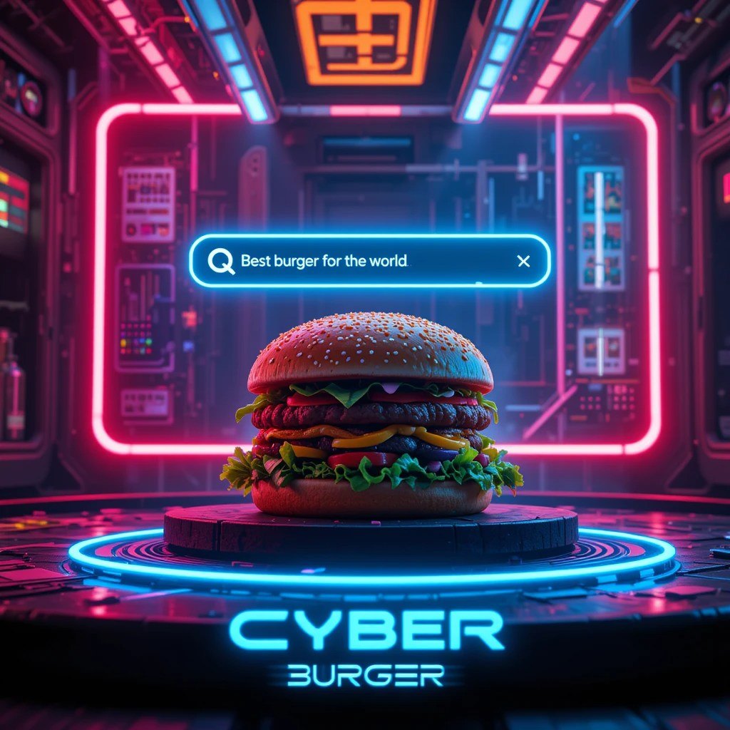 CYBER BURGER – The Future of Taste تصميمات سوشيال ميديا