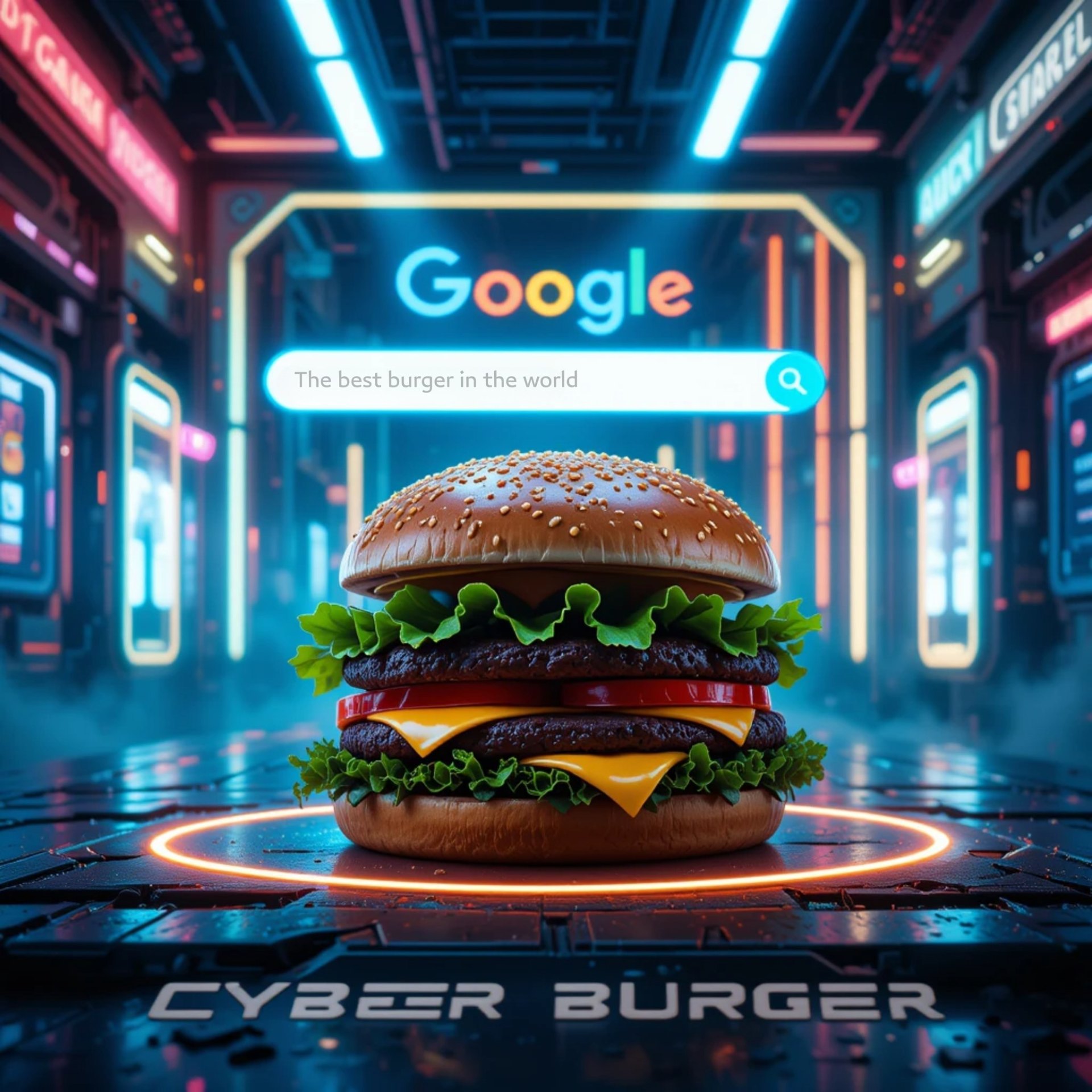CYBER BURGER – The Future of Taste تصميمات سوشيال ميديا