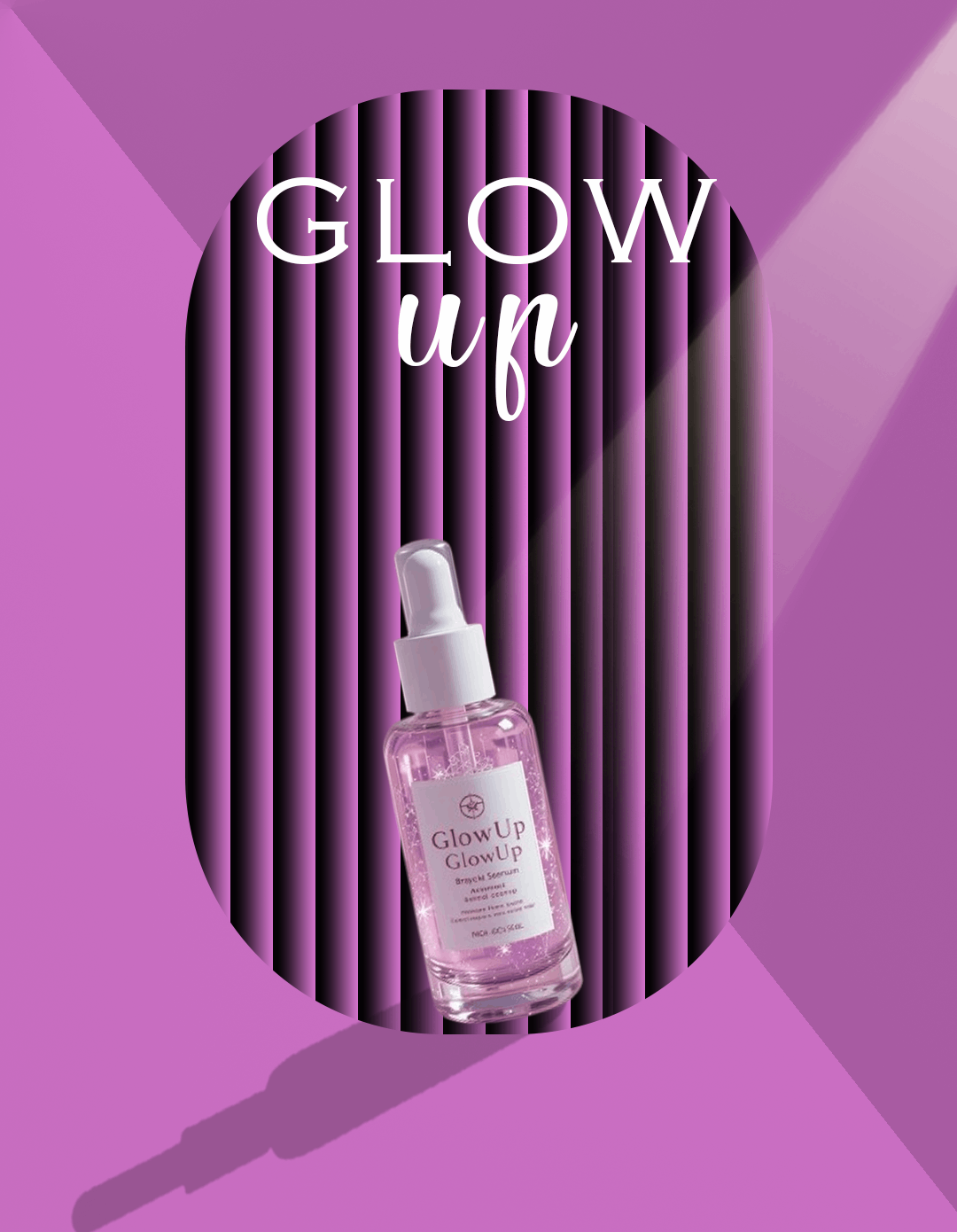 Creative Product Design for Glow Up Serum – Modern & Luxurious Look