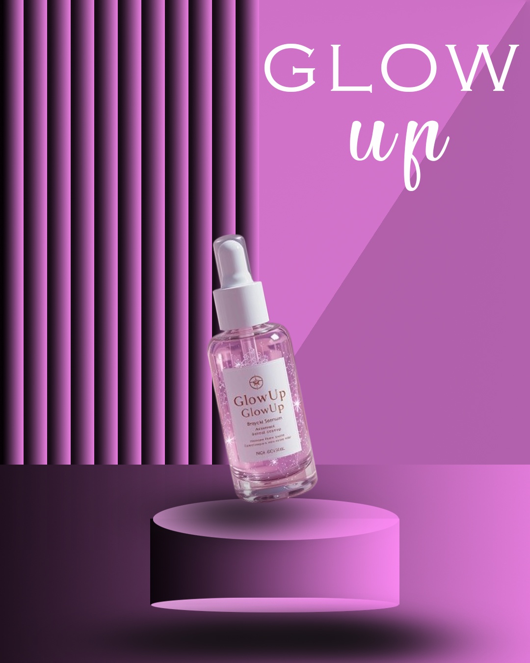 Creative Product Design for Glow Up Serum – Modern & Luxurious Look