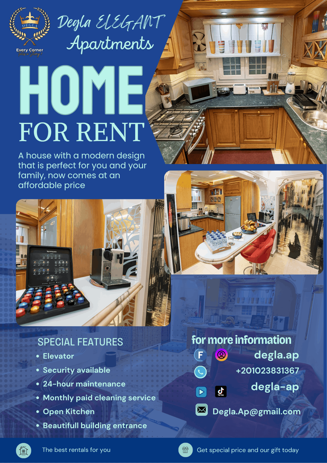 تصميم بوستات للسوشيال ميديا عقارية احترافية لشركة تأجير وبيع الشقق