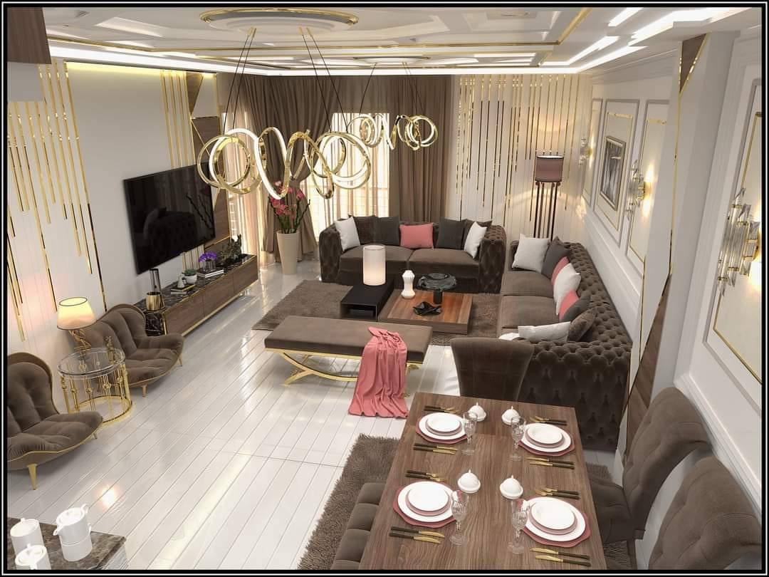 تصميم وتنفيذ ديكور داخلي فاخر لفراغات سكنية راقية