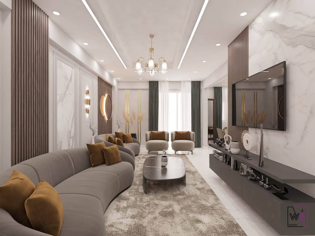 تصميم وتنفيذ ديكور داخلي فاخر لفراغات سكنية راقية