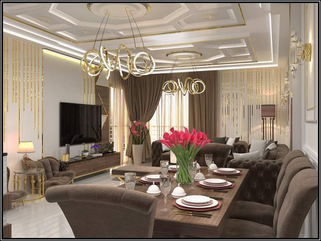 تصميم وتنفيذ ديكور داخلي فاخر لفراغات سكنية راقية