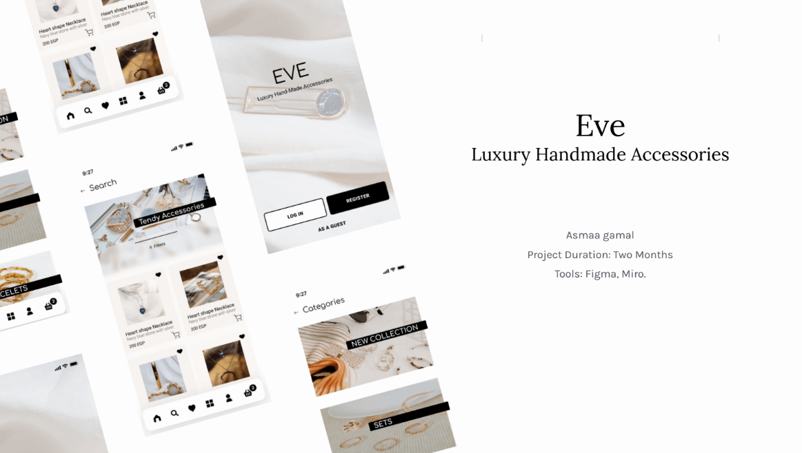 EVE تصميم تطبيق للاكسسوارات الفاخرة