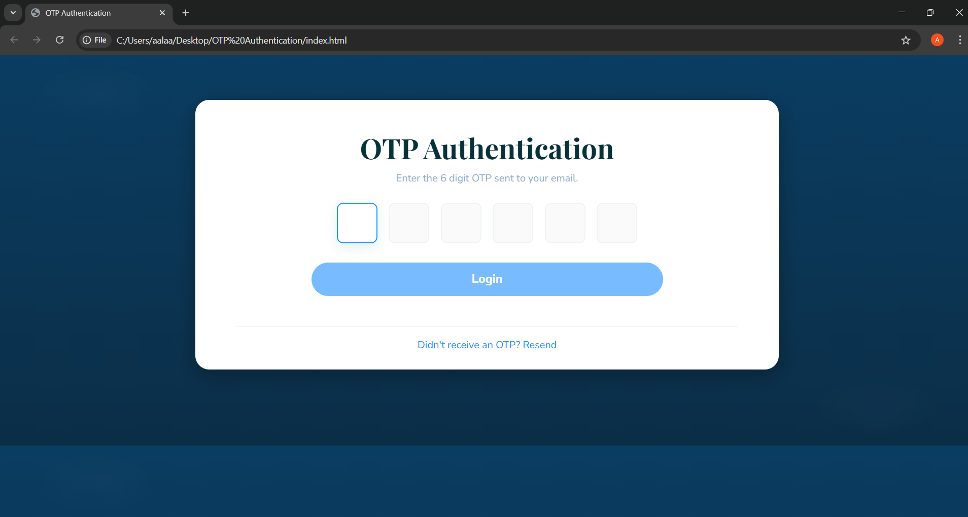 تصميم صفحة OTP Authentication احترافية