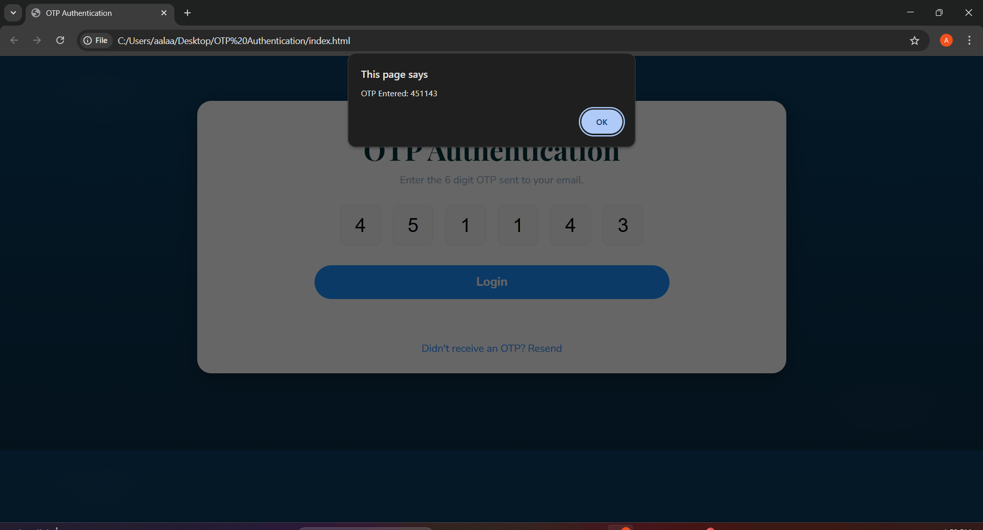 تصميم صفحة OTP Authentication احترافية