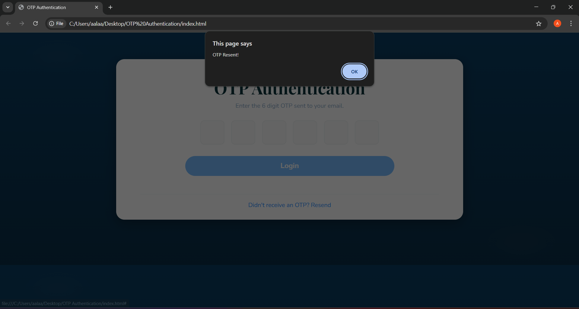 تصميم صفحة OTP Authentication احترافية