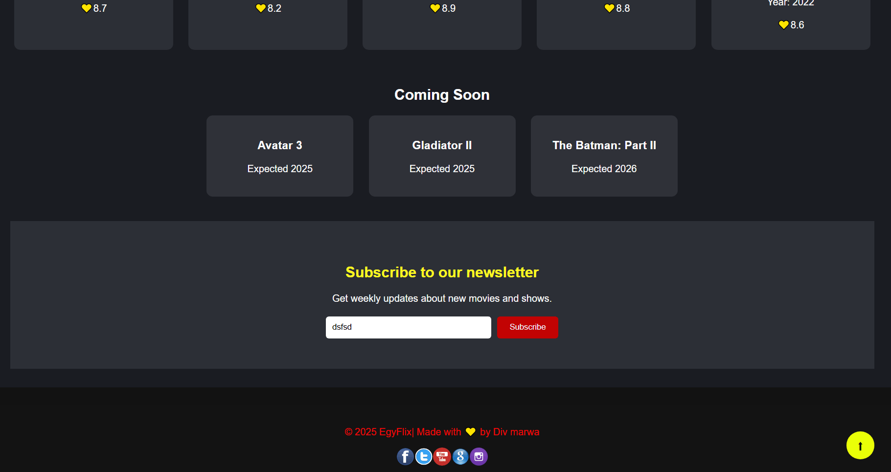منصة أفلام تفاعلية لعرض التصنيفات والتقييمات