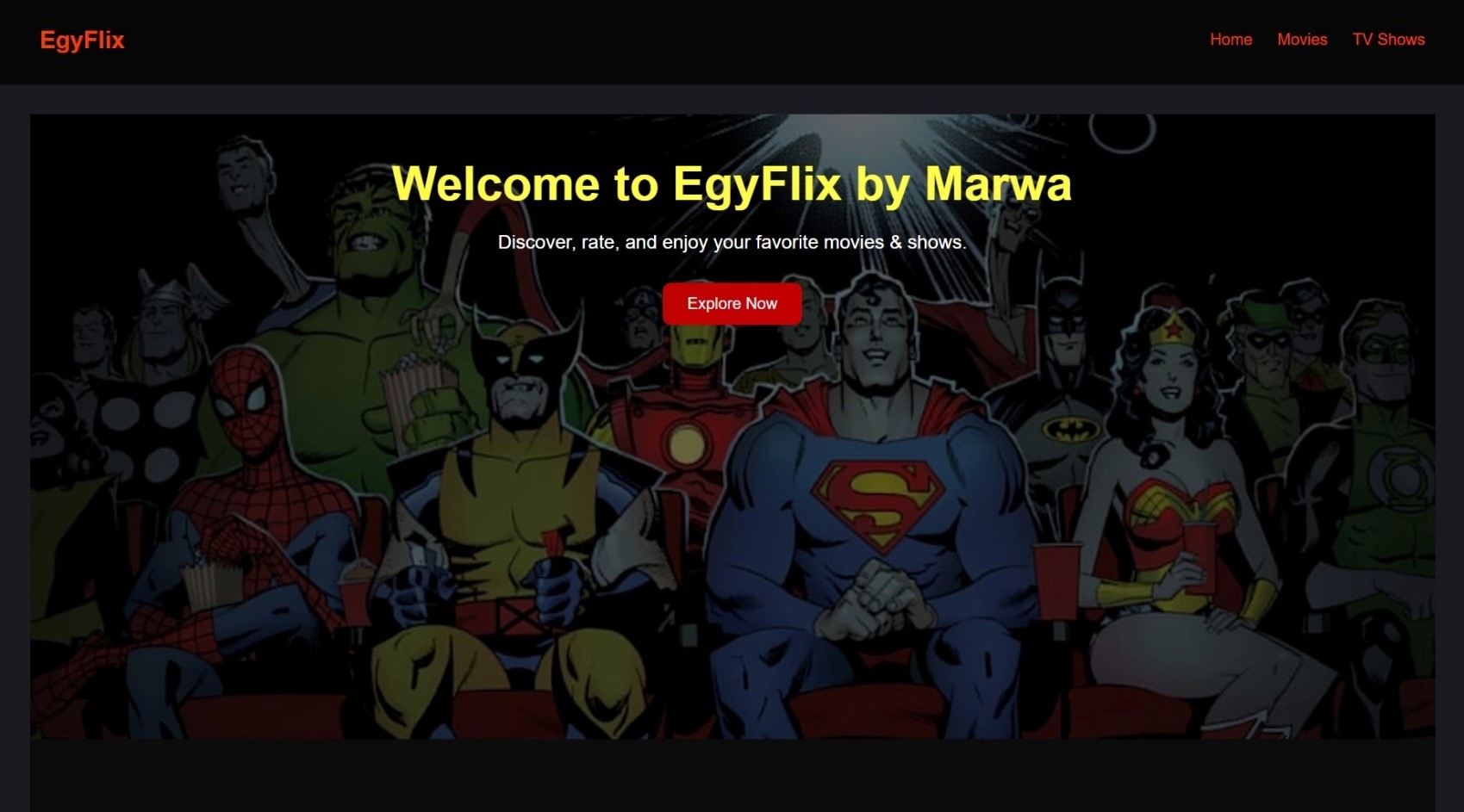 منصة أفلام تفاعلية لعرض التصنيفات والتقييمات