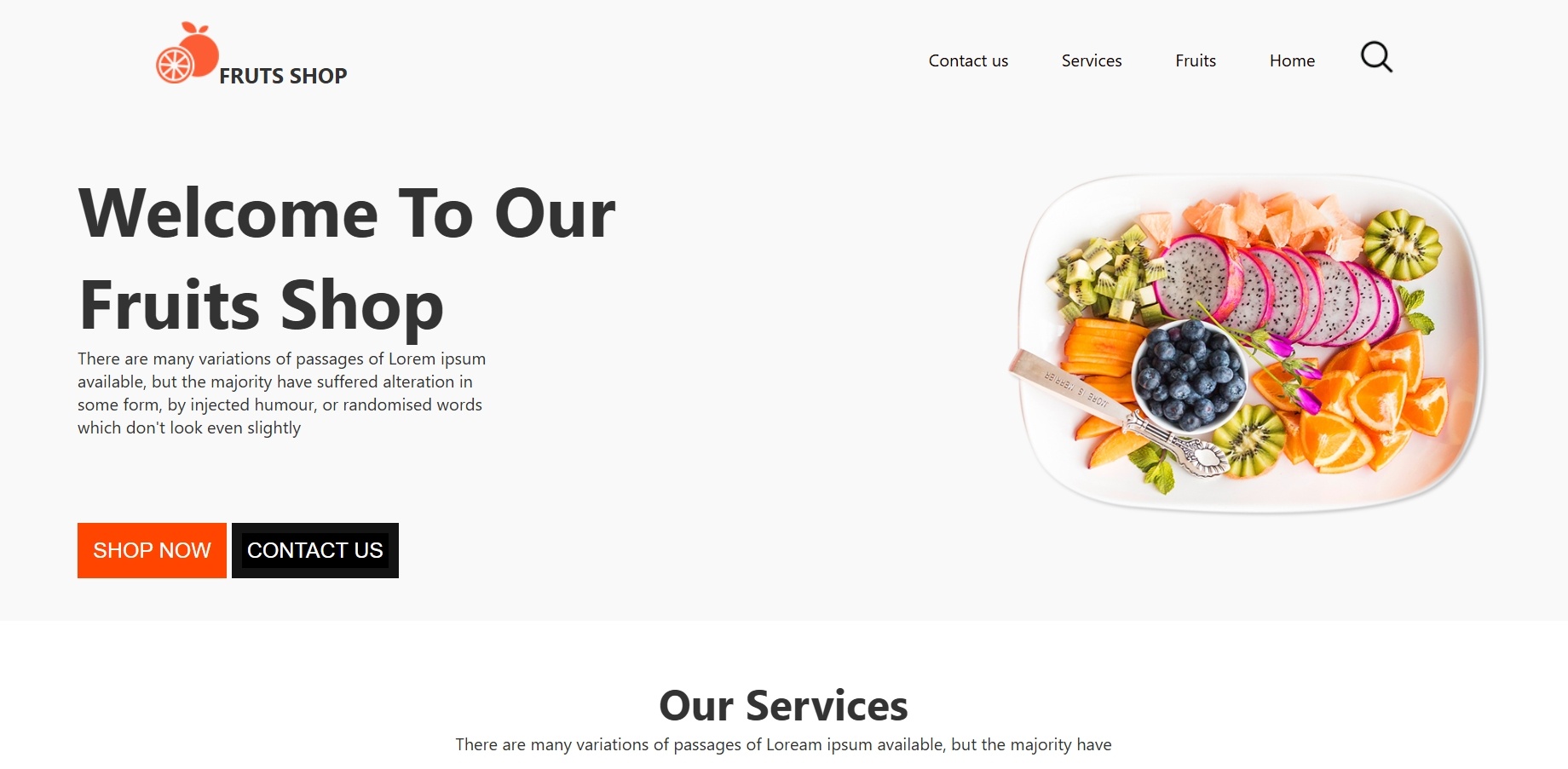 صفحه هبوط لمتجر فواكه تصميم ( انيق- احترافي -متجاوب)