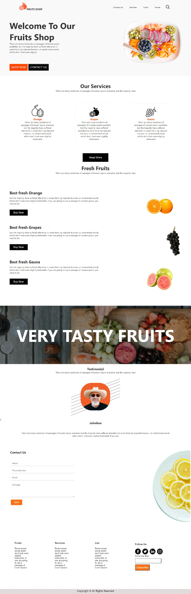 صفحه هبوط لمتجر فواكه تصميم ( انيق- احترافي -متجاوب)