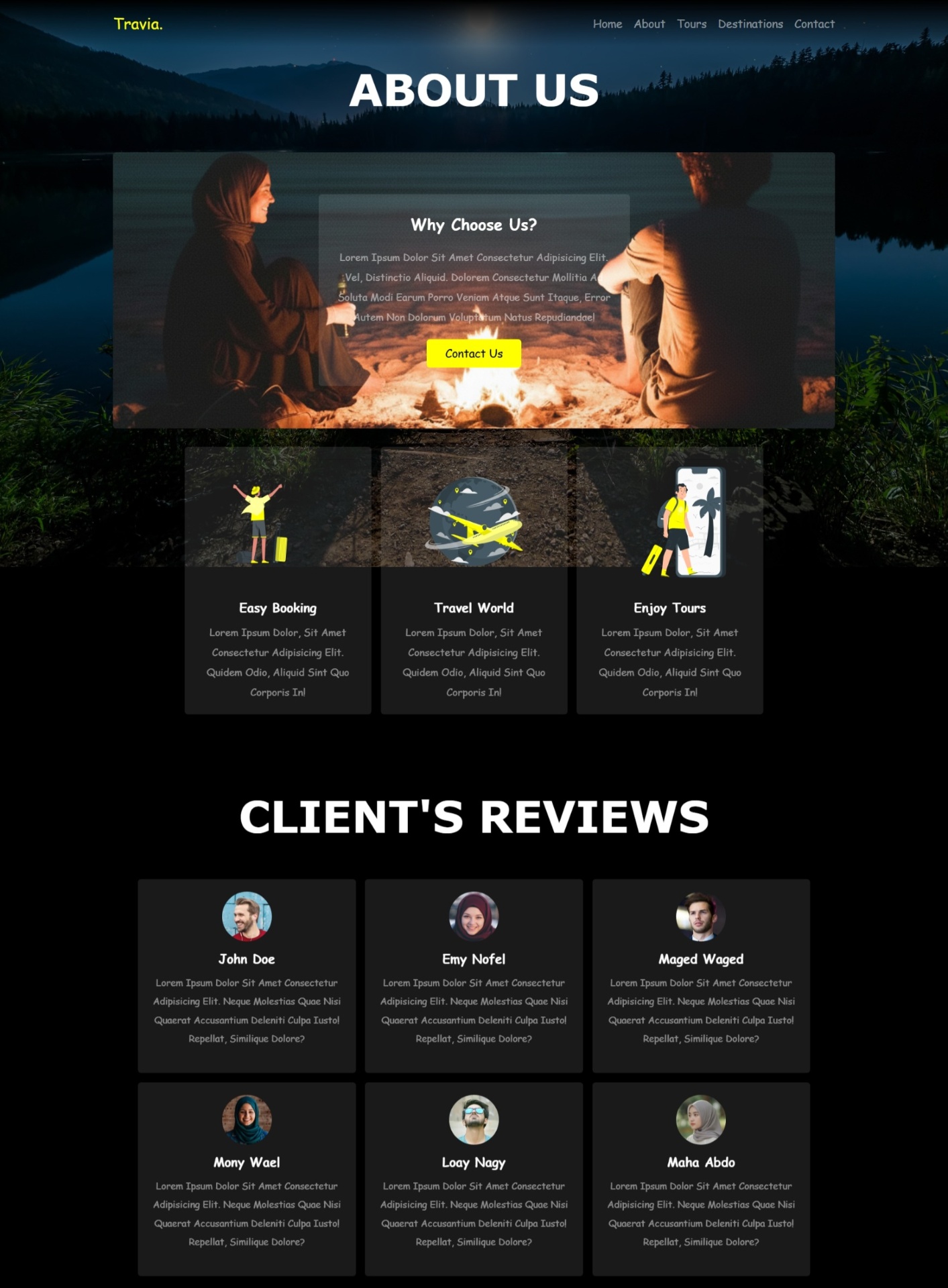 تصميم وتطوير موقع وكالة سفر (Travel Agency Website) باستخدام HTML/CSS/JavaScript