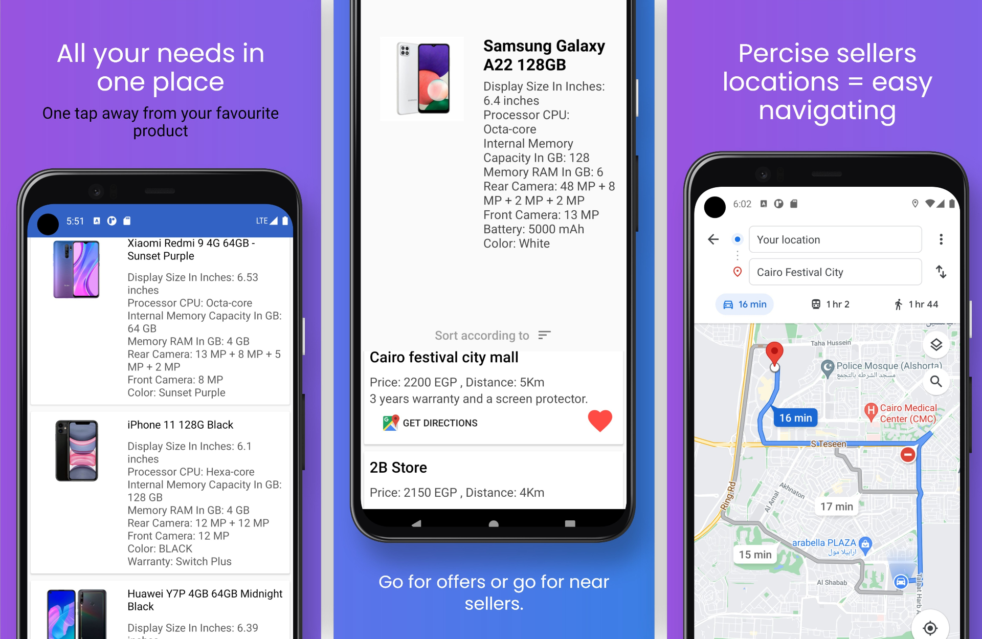 تطبيق أندرويد تسوق للمنتجات مع خاصية تحديد منافذ البيع باستخدام جافا Shopping Application