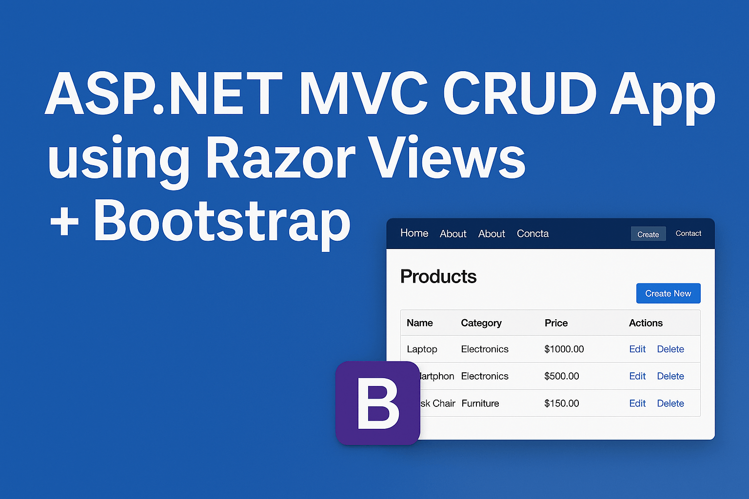 تطبيق ASP.NET MVC لتنفيذ CRUD على قاعدة بيانات باستخدام Razor Views