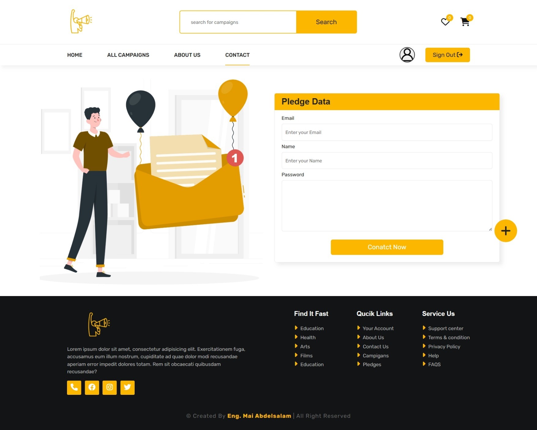 تطوير موقع تفاعلي لحملة رقمية ضمن تدريبات معهد تكنولوجيا المعلومات (ITI)