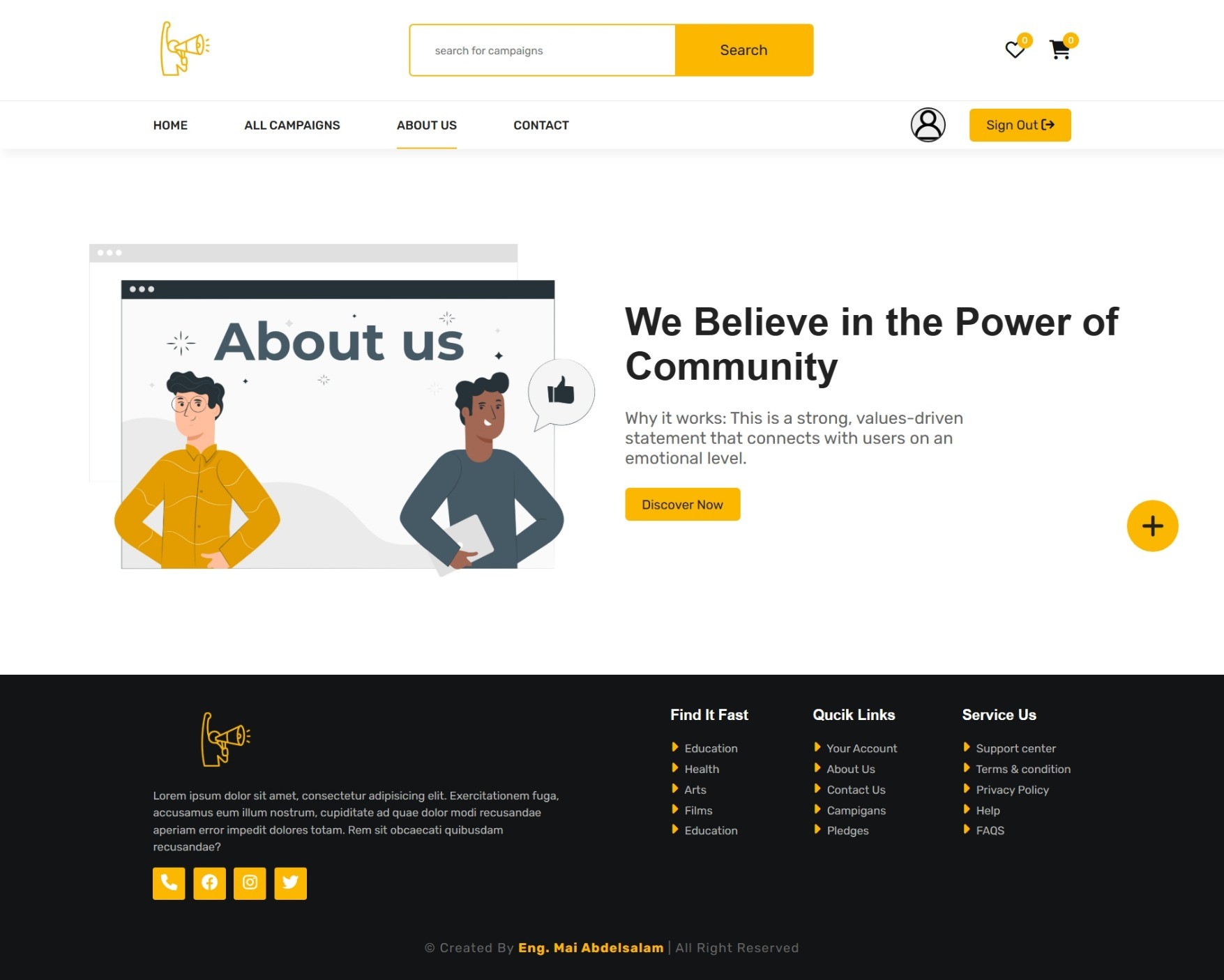 تطوير موقع تفاعلي لحملة رقمية ضمن تدريبات معهد تكنولوجيا المعلومات (ITI)