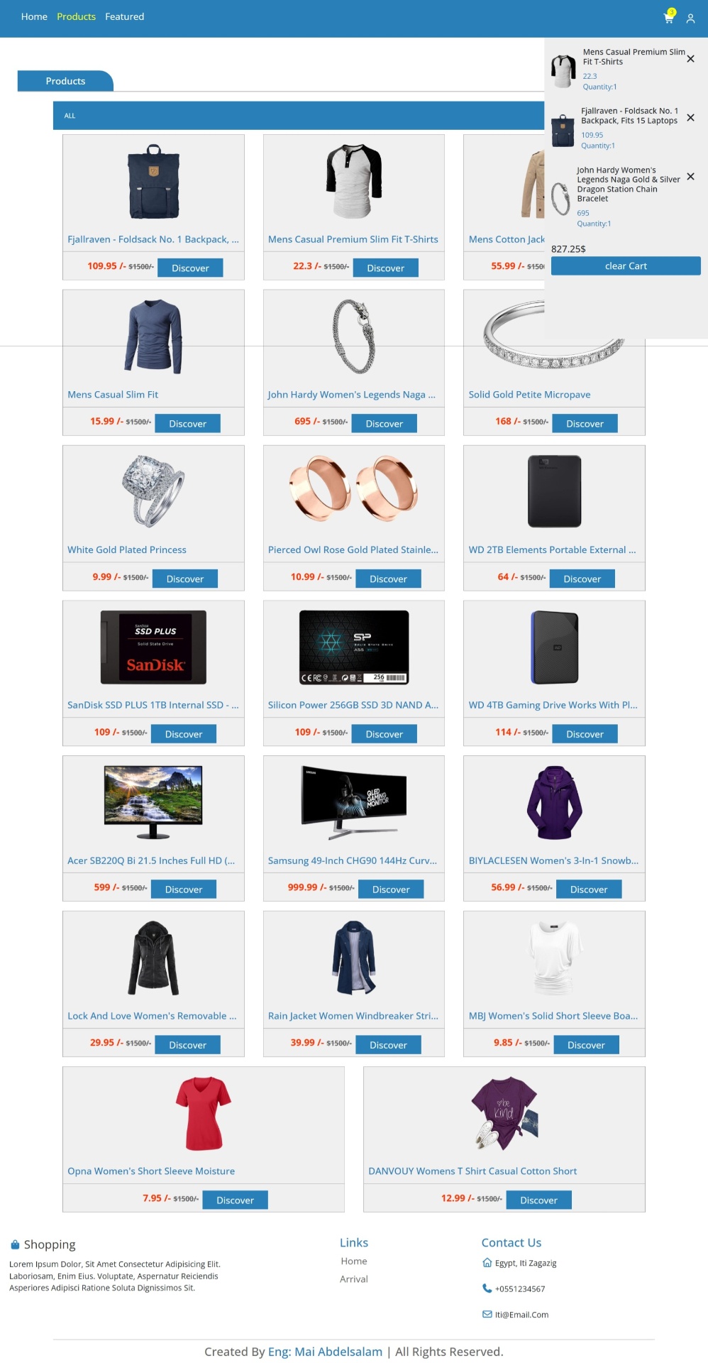 تطوير متجر إلكتروني بسيط مع نظام سلة مشتريات ديناميكي باستخدام React