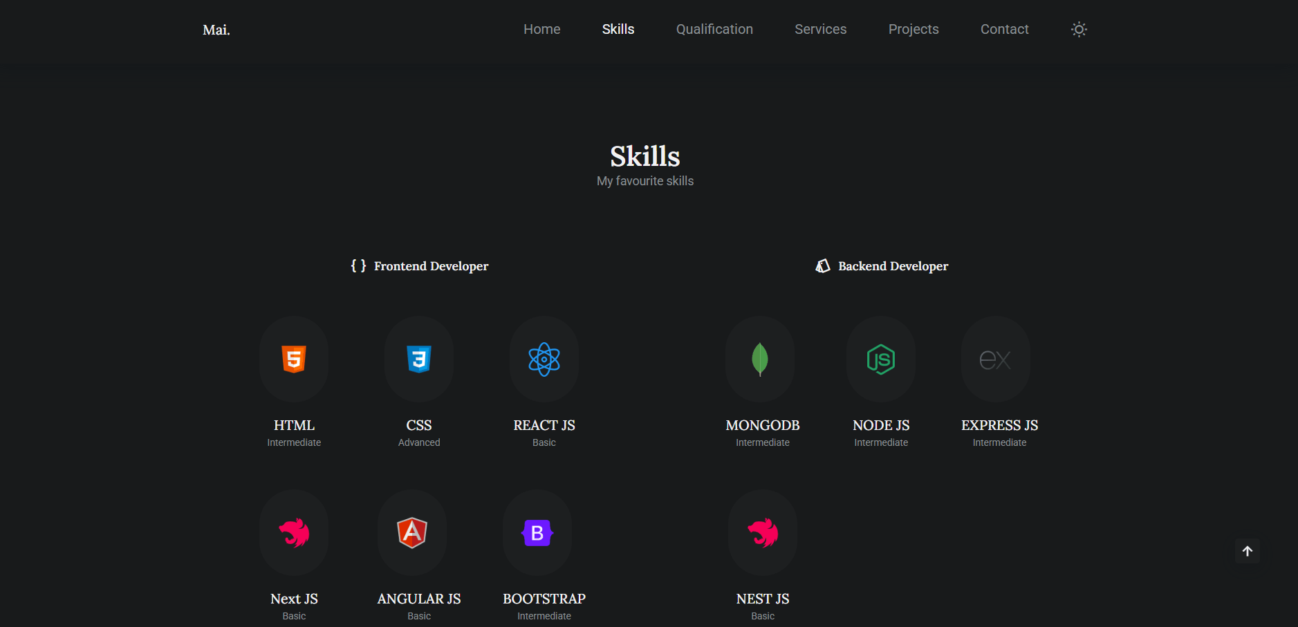 تصميم وتطوير موقع بورتفوليو احترافي متجاوب مع Light/Dark Mode