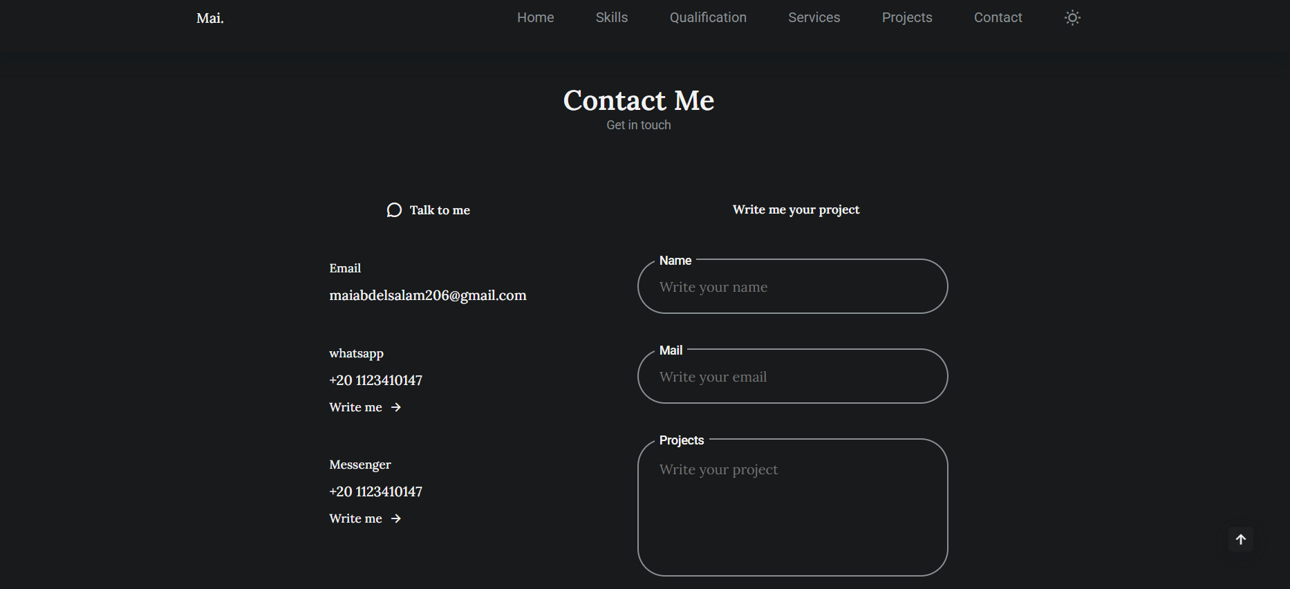 تصميم وتطوير موقع بورتفوليو احترافي متجاوب مع Light/Dark Mode
