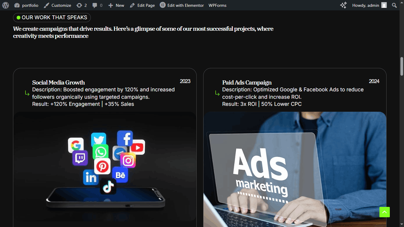 تصميم وبناء بورتفوليو ووردبريس احترافي .