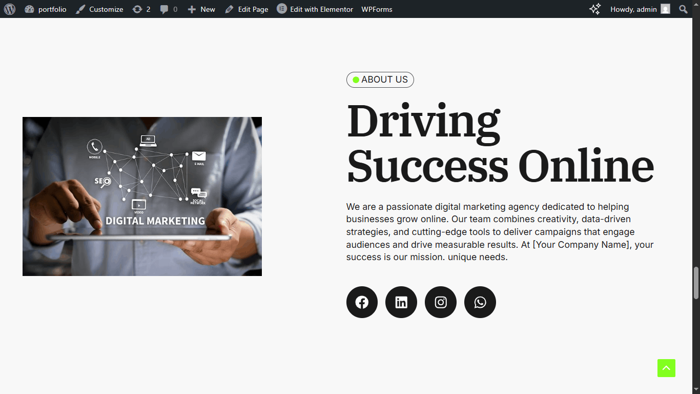 تصميم وبناء بورتفوليو ووردبريس احترافي .