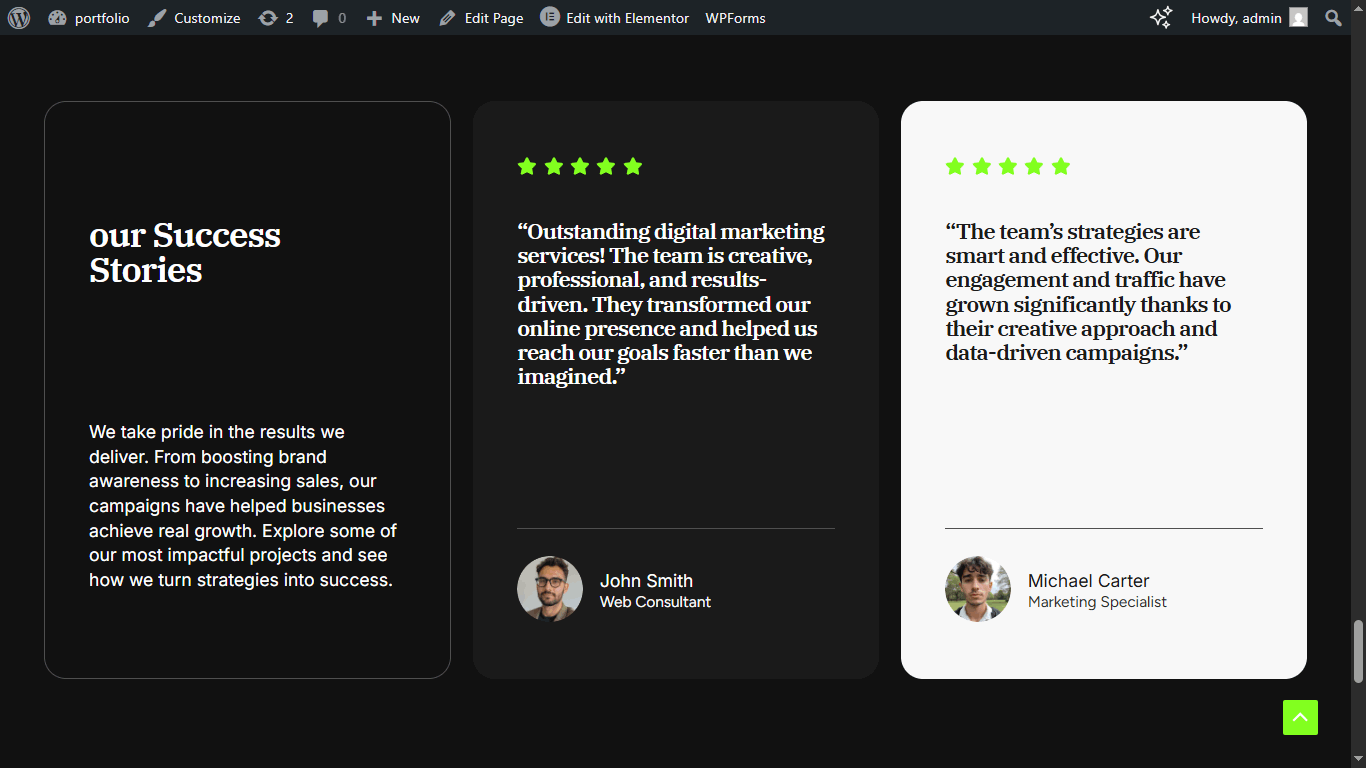 تصميم وبناء بورتفوليو ووردبريس احترافي .