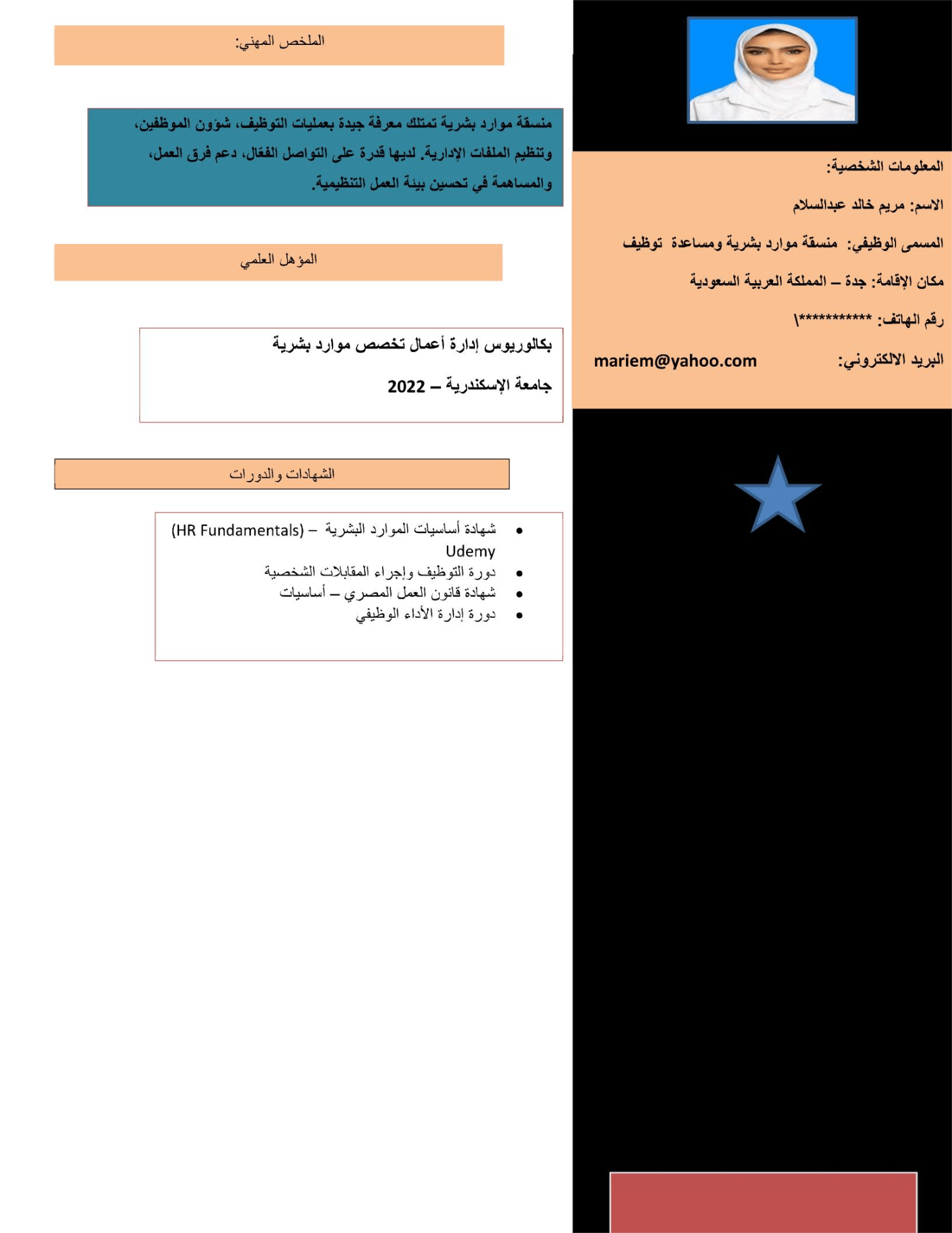 نموزج سيرة ذاتية Word عربي احترافي