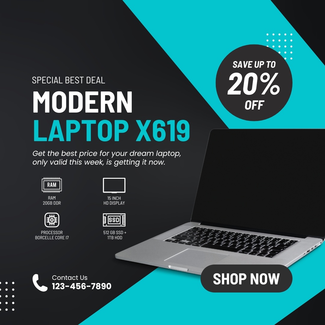 تصميم إعلان احترافي لبيع اللابتوبات.