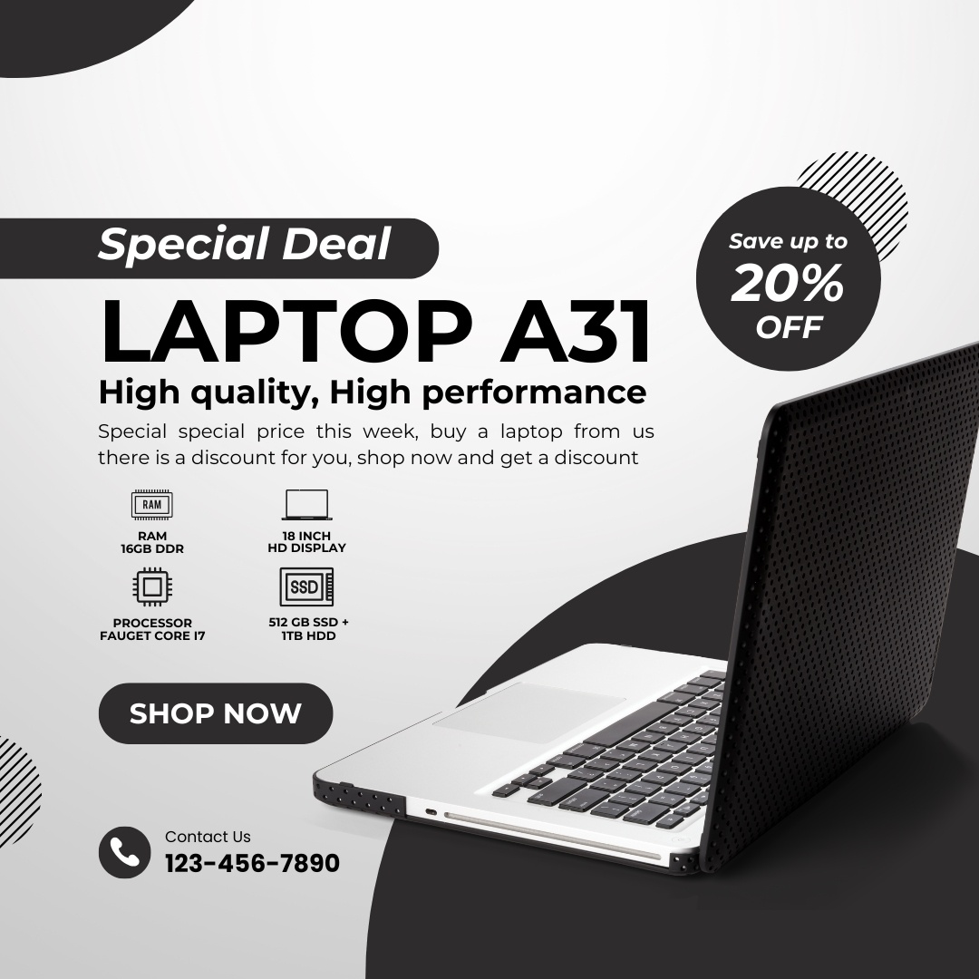 تصميم إعلان احترافي لبيع اللابتوبات.