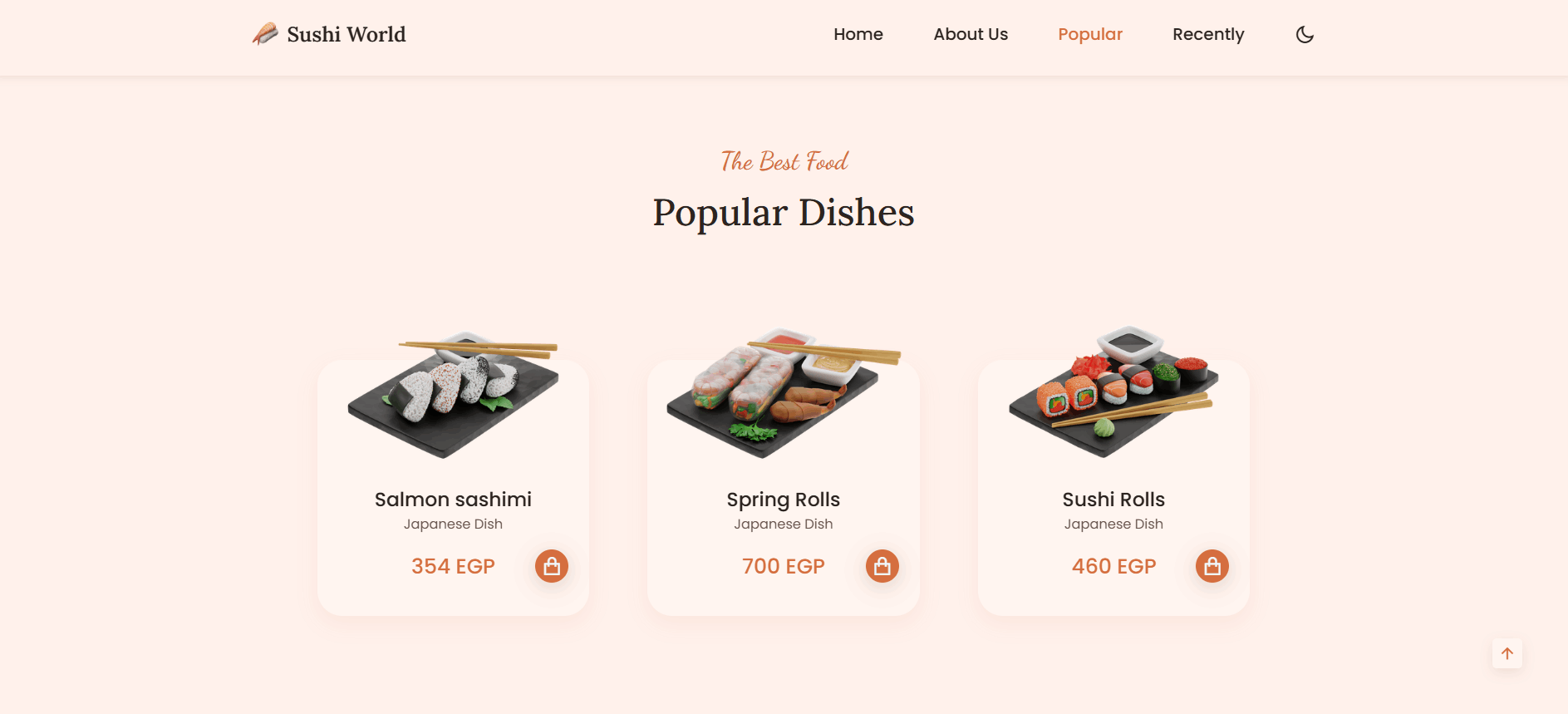 موقع إلكتروني لمطعم Sushi World