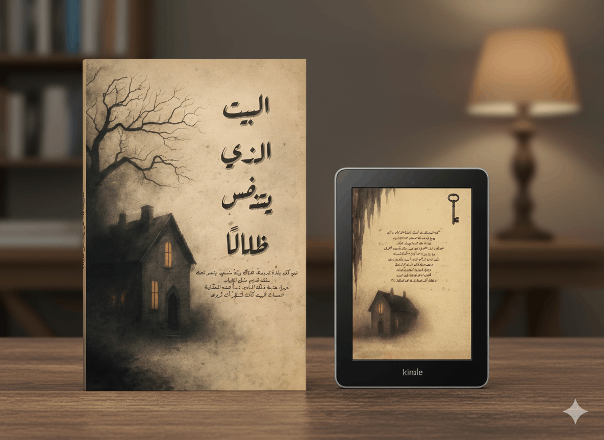 تصميم غلاف رواية “البيت الذي يتنفس ظلالًا” بأسلوب سينمائي غامض