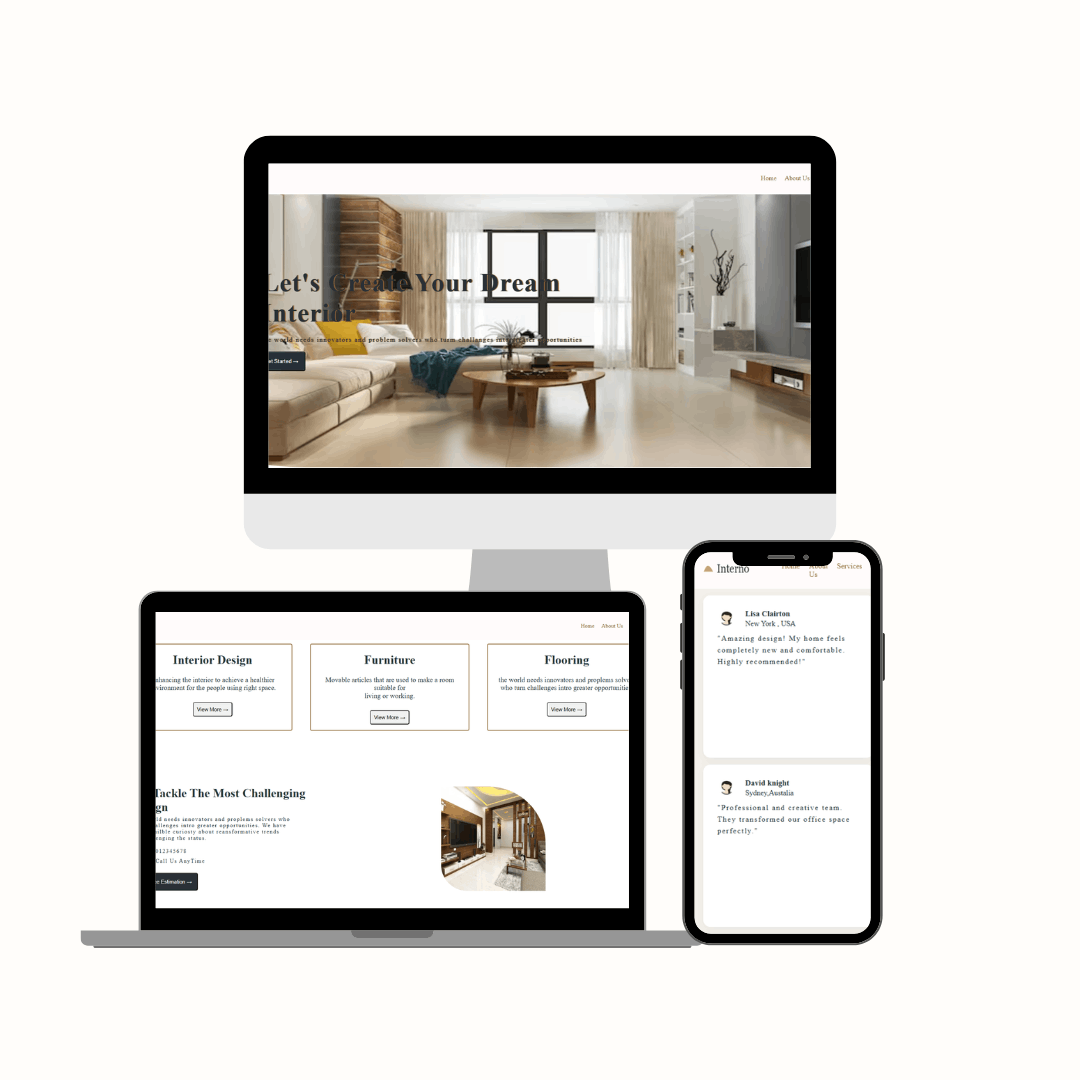 انشاء واجهه اماميه لموقع اثاث ذو تصميم متجاوب