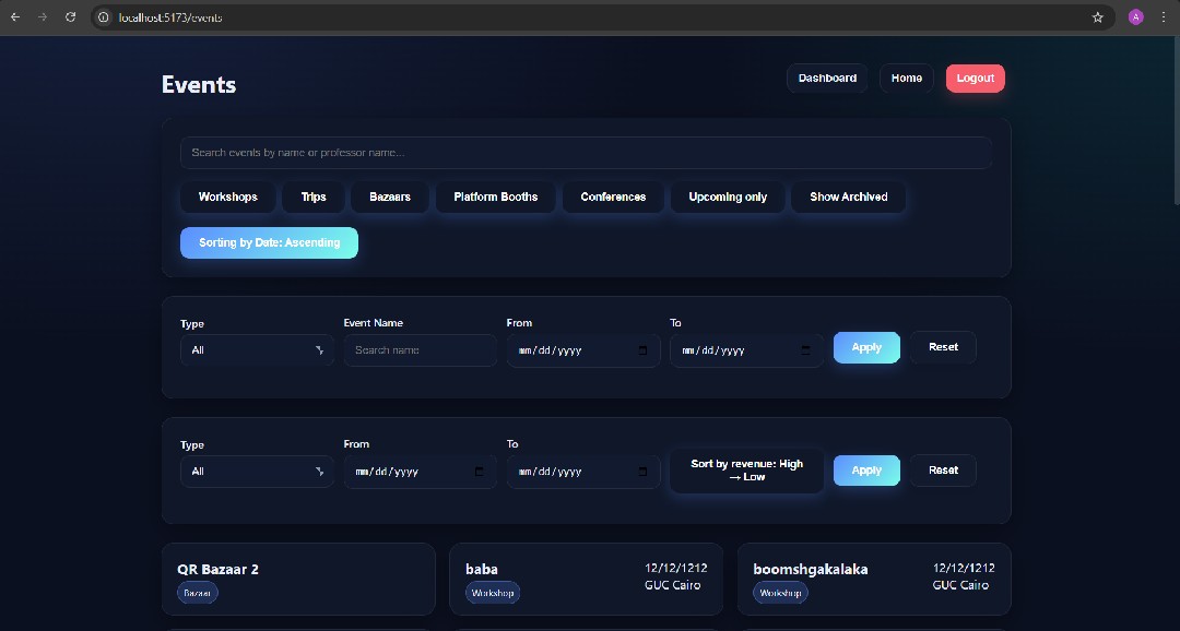 University Event Management Application