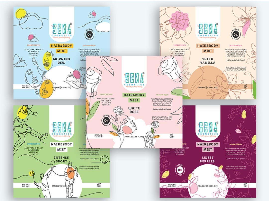 Labels design for Sena cosmetics brand