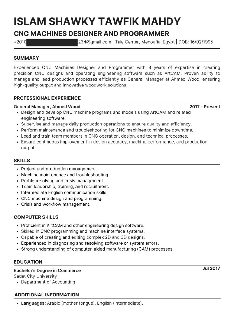 تصميم CV احترافي بنظام ATS ✅️