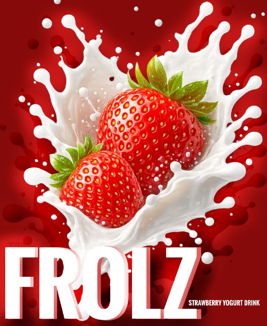 تصميم هوية متكاملة لمشروب زبادي بالفراولة  FROLZ🍓