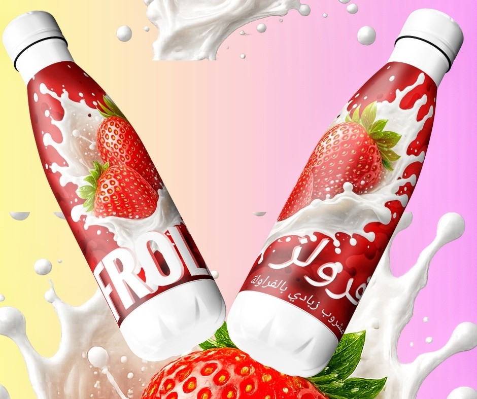 تصميم براند وحملة إعلانية متكاملة لمنتج مشروب زبادي بالفراولة FROLZ
