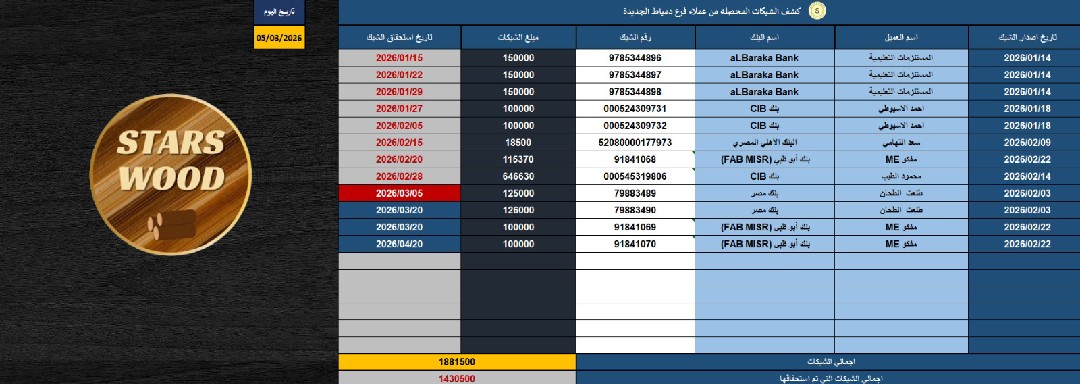 شيت حسابات العملاء
