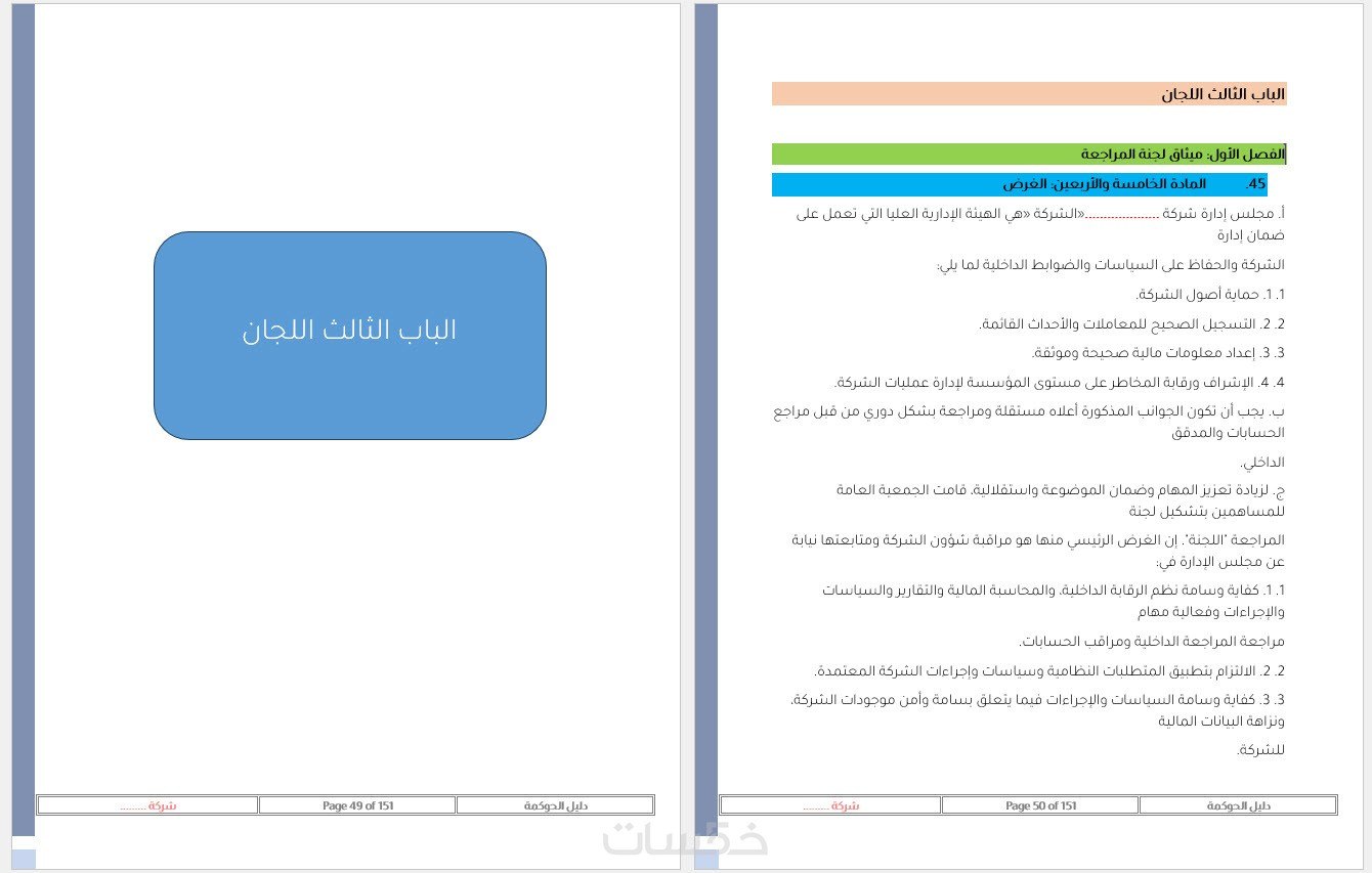 إعداد أنظمة ولوائح الحوكمة للكيانات الحكومية والتجارية وغير الربحية