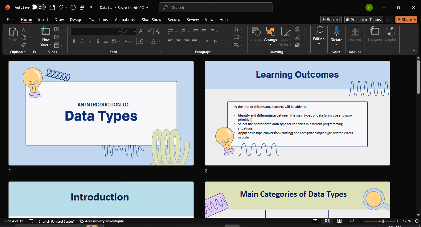 تصميم عرض PowerPoint منسق وبشكل مرتب