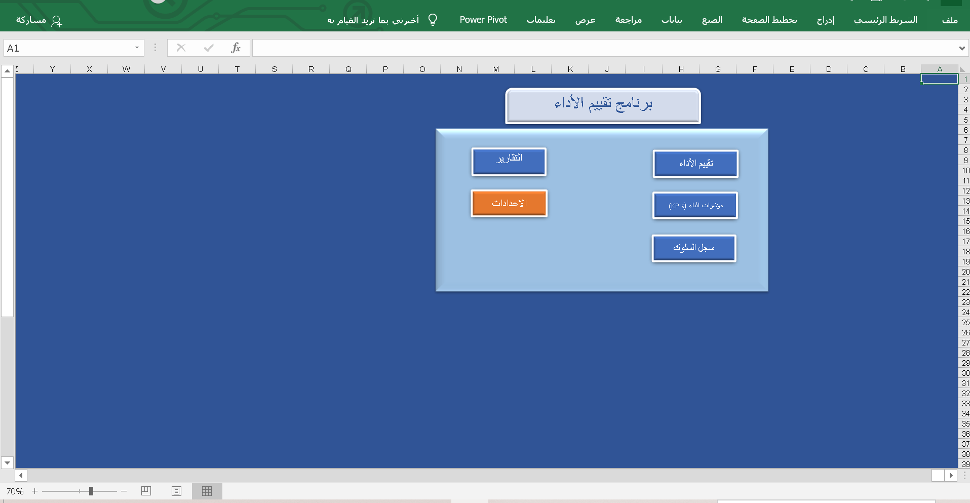 نظام HR متقدم بالإكسل ، نظام مؤشرات الأداء KPIs