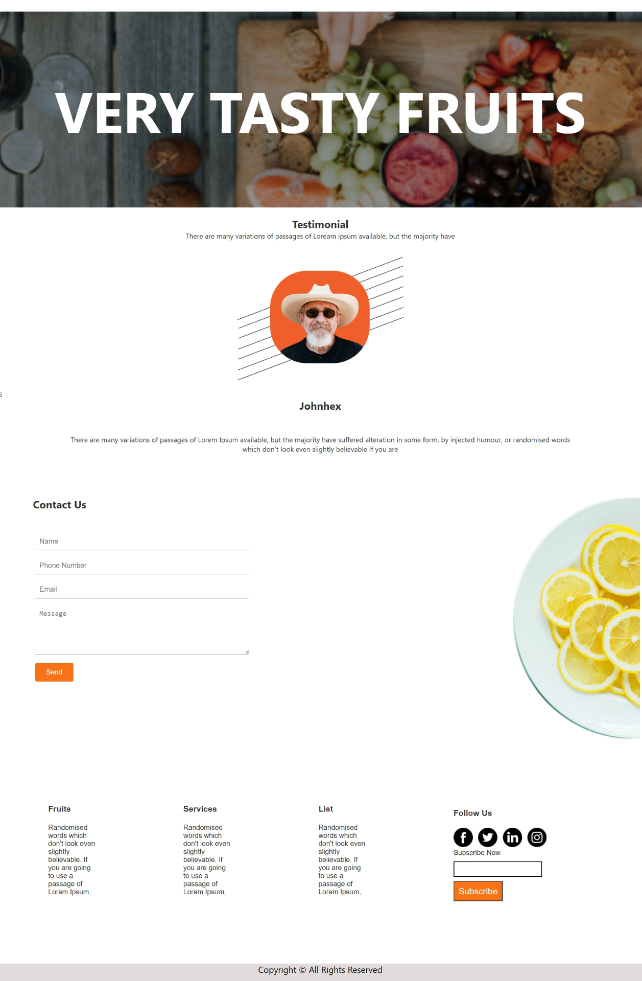 صفحه هبوط لمتجر فواكه تصميم ( انيق- احترافي -متجاوب)