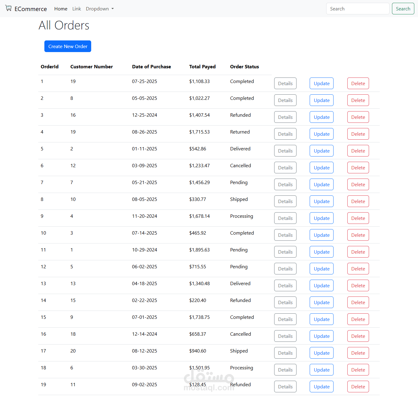تطوير تطبيق ASP.NET MVC لتنفيذ CRUD على قاعدة بيانات SQL