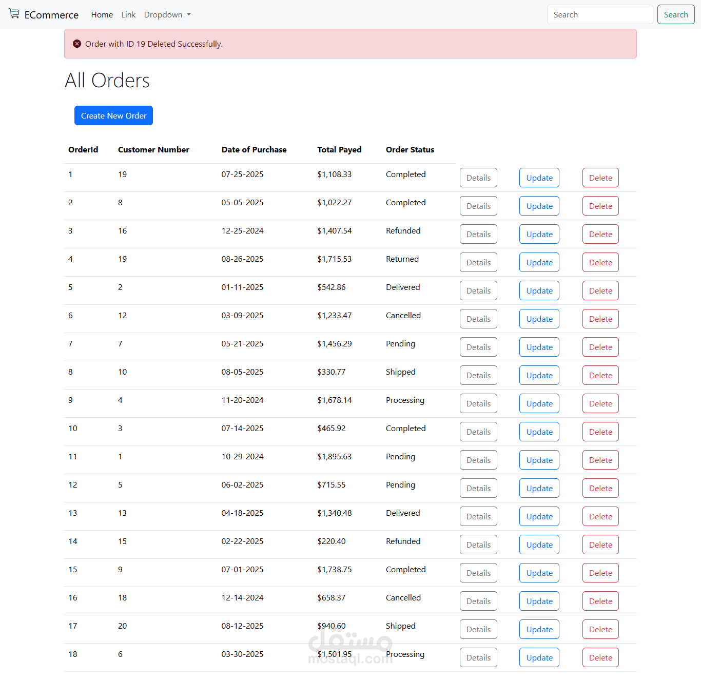 تطوير تطبيق ASP.NET MVC لتنفيذ CRUD على قاعدة بيانات SQL