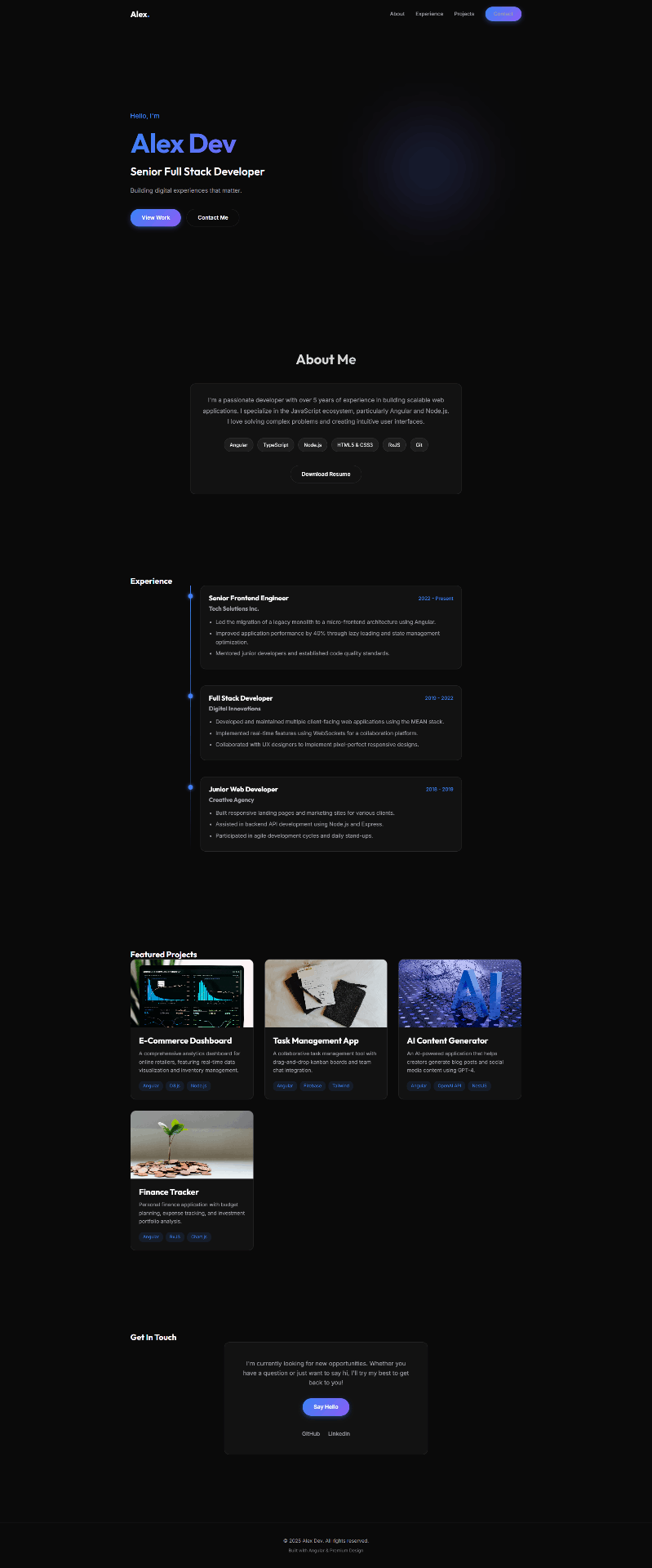 تصميم وتطوير موقع Portfolio احترافي باستخدام Angular